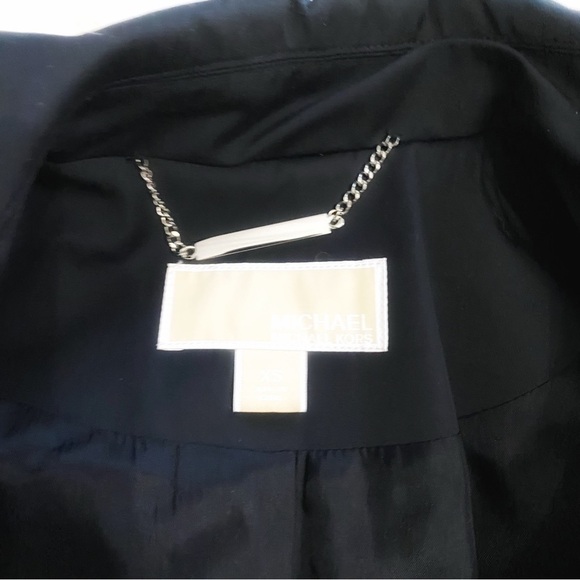 Nwot MICHAEL MICHAEL KORS BLACK DOUBLE BREASTED BELTED TRENCH COAT - XS - Picture 9 of 11